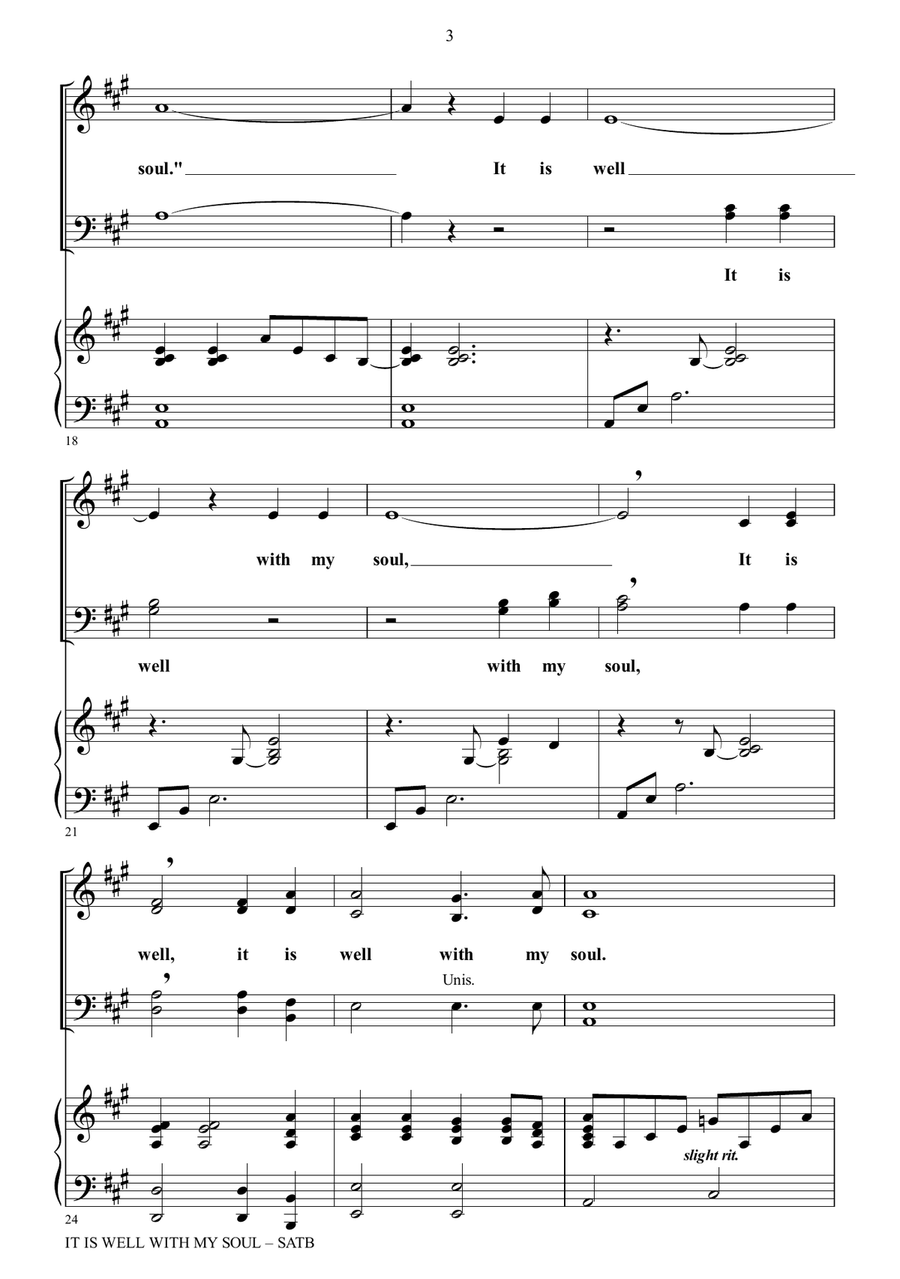 IT IS WELL WITH MY SOUL (Choir – SATB with Piano) 4-Part scores gallery preview page 4