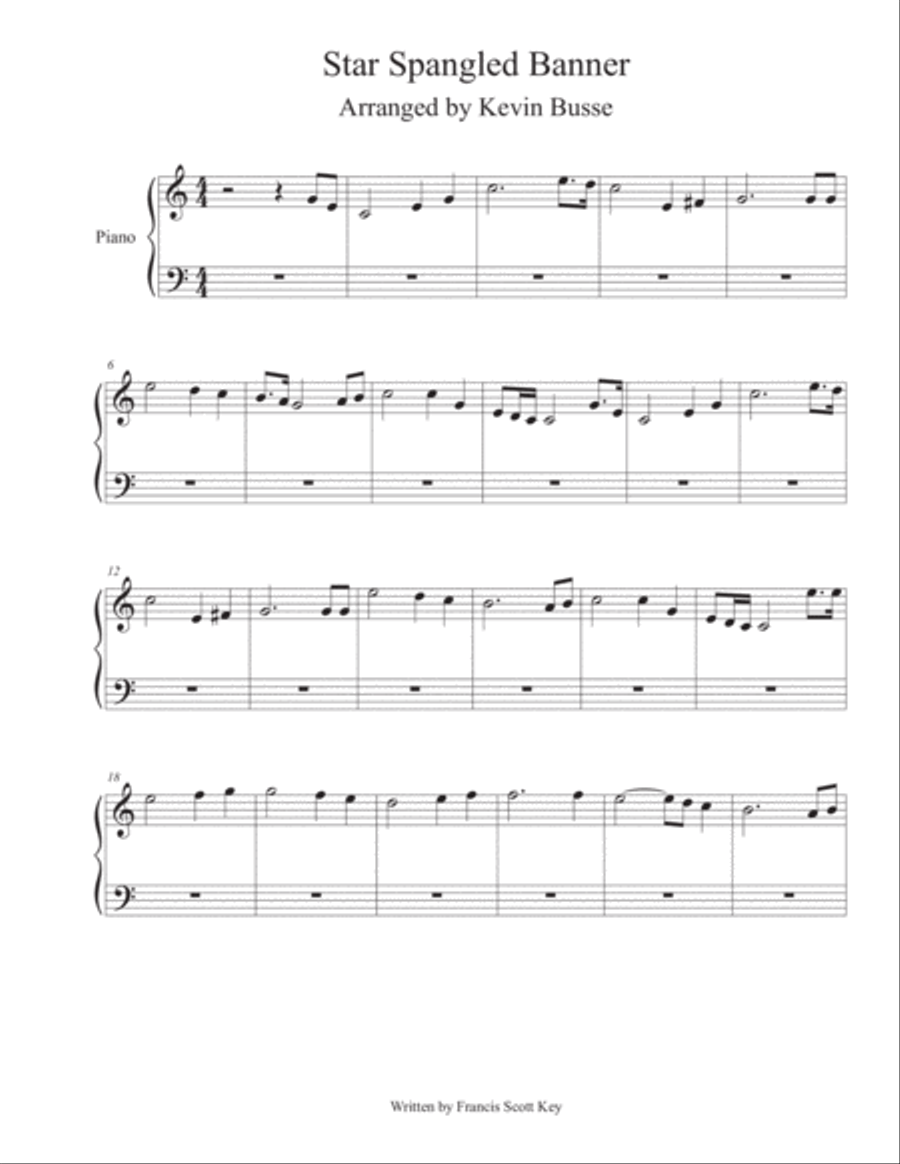 Star Spangled Banner - (Whitney Houston Version) - Piano Easy Piano scores gallery preview page 1
