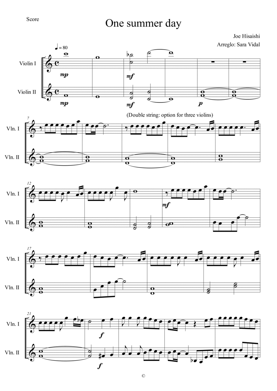 One Summer's Day String Duet scores gallery preview page 1