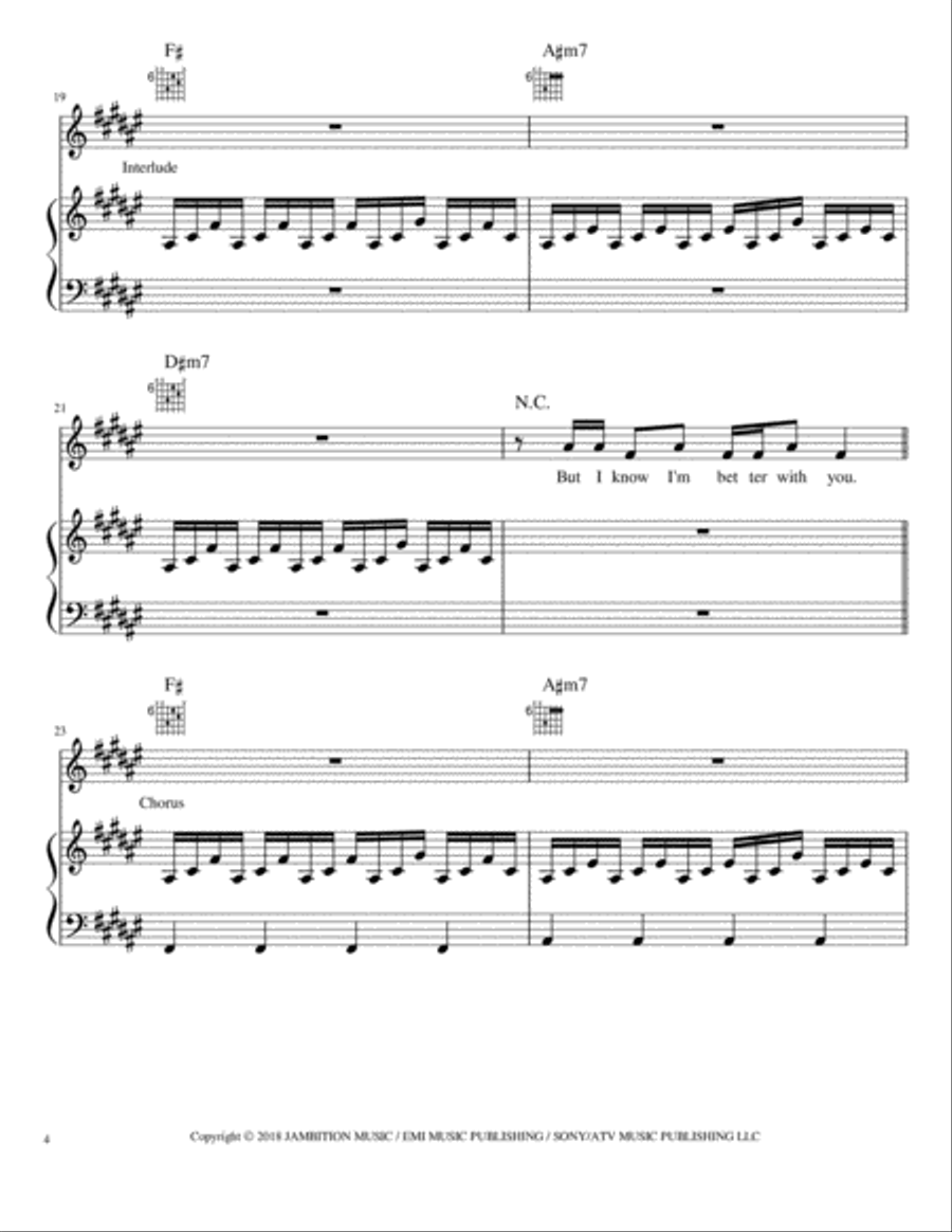 Better With You Piano, Vocal, Guitar scores gallery preview page 4