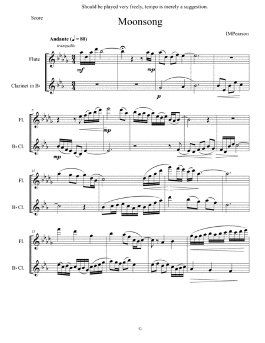 Moonsong Woodwind Duet scores gallery preview page 1