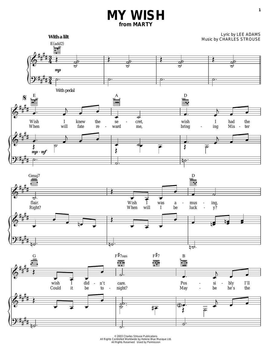 Wish Piano, Vocal, Guitar scores gallery preview page 1