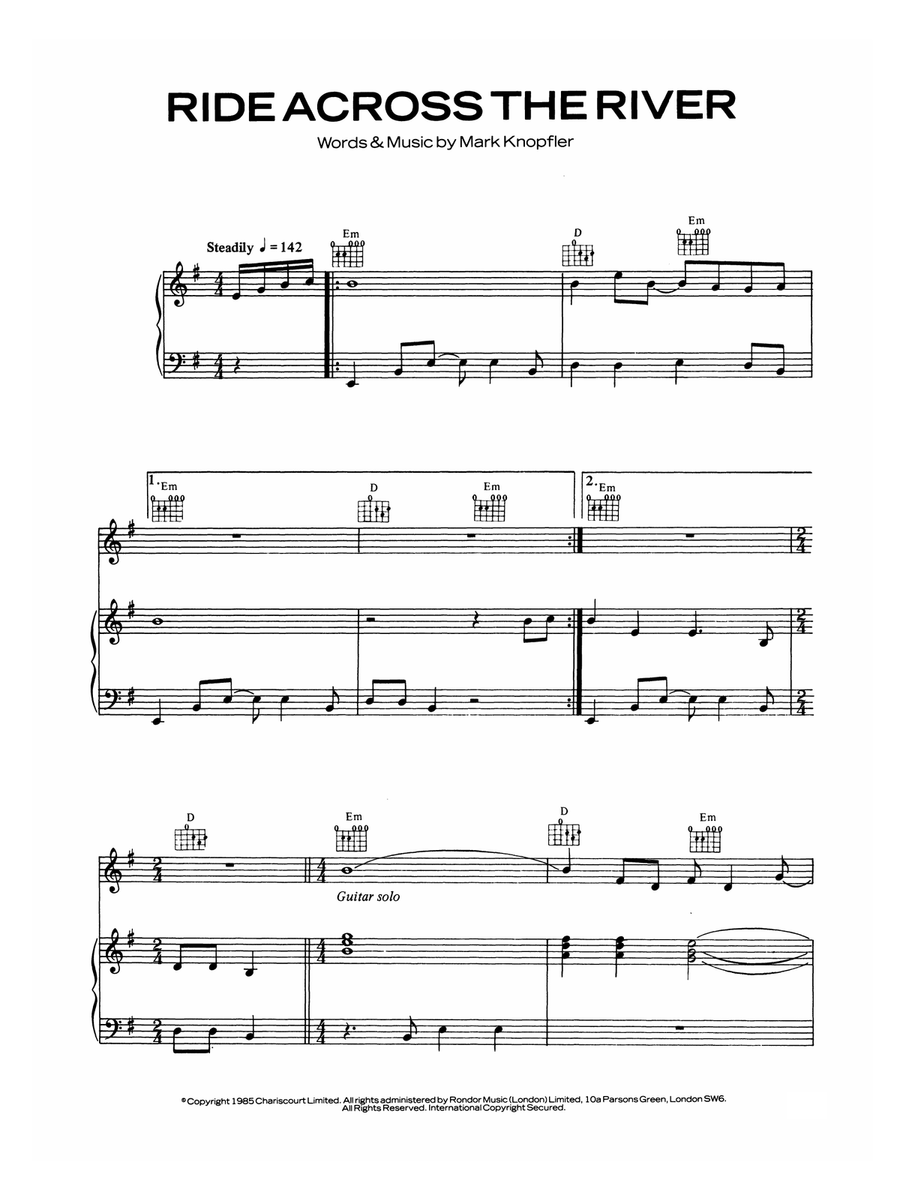 Ride Across The River Ride Across The River Piano, Vocal scores gallery preview page 1