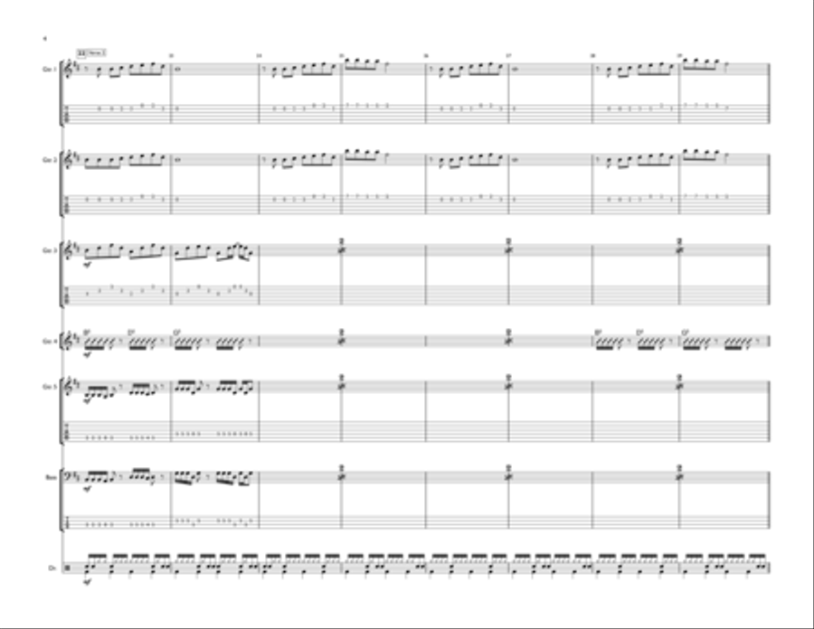 Sunday Bloody Sunday Guitar Ensemble scores gallery preview page 4