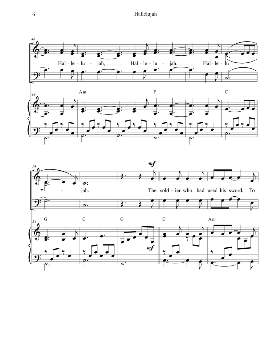 Hallelujah 3-Part scores gallery preview page 6