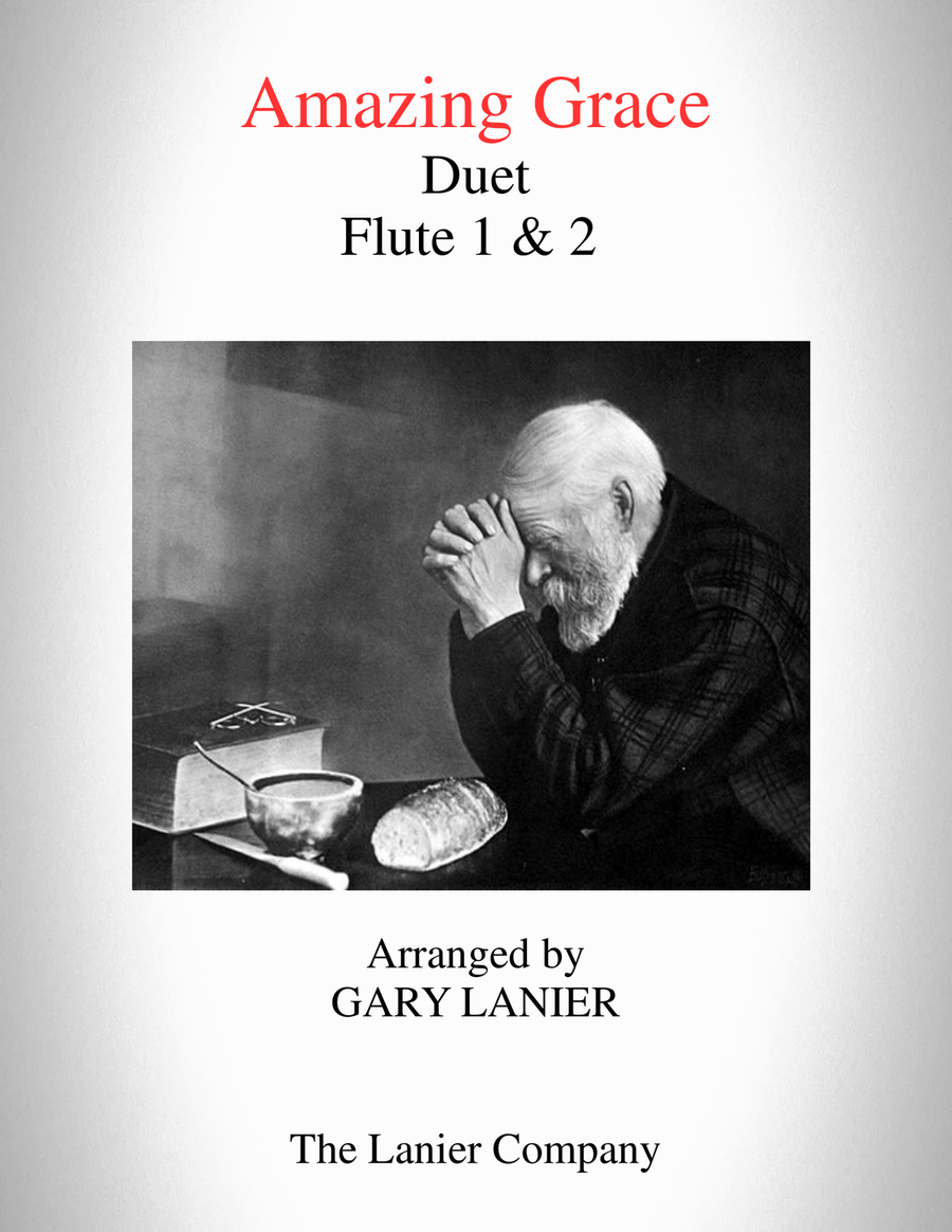 AMAZING GRACE (Duet - Flute 1 & 2 - Score & Parts included) Woodwind Duet scores gallery preview page 1