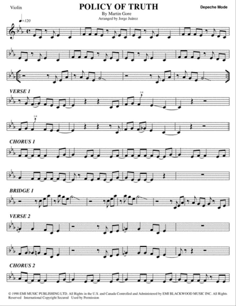 Policy Of Truth Policy Of Truth Violin Solo scores gallery preview page 1