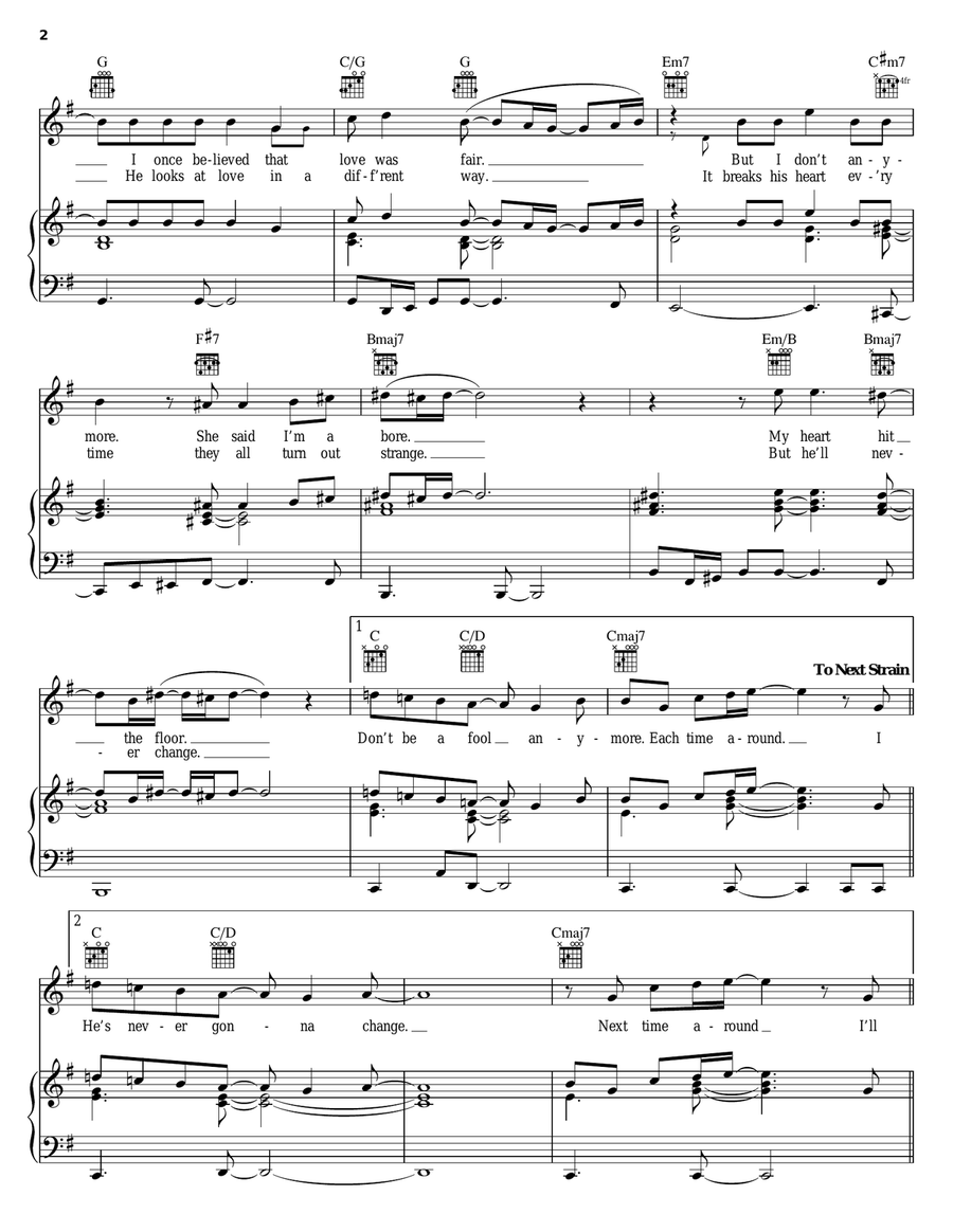 Don't Want To Be A Fool Piano, Vocal, Guitar scores gallery preview page 2