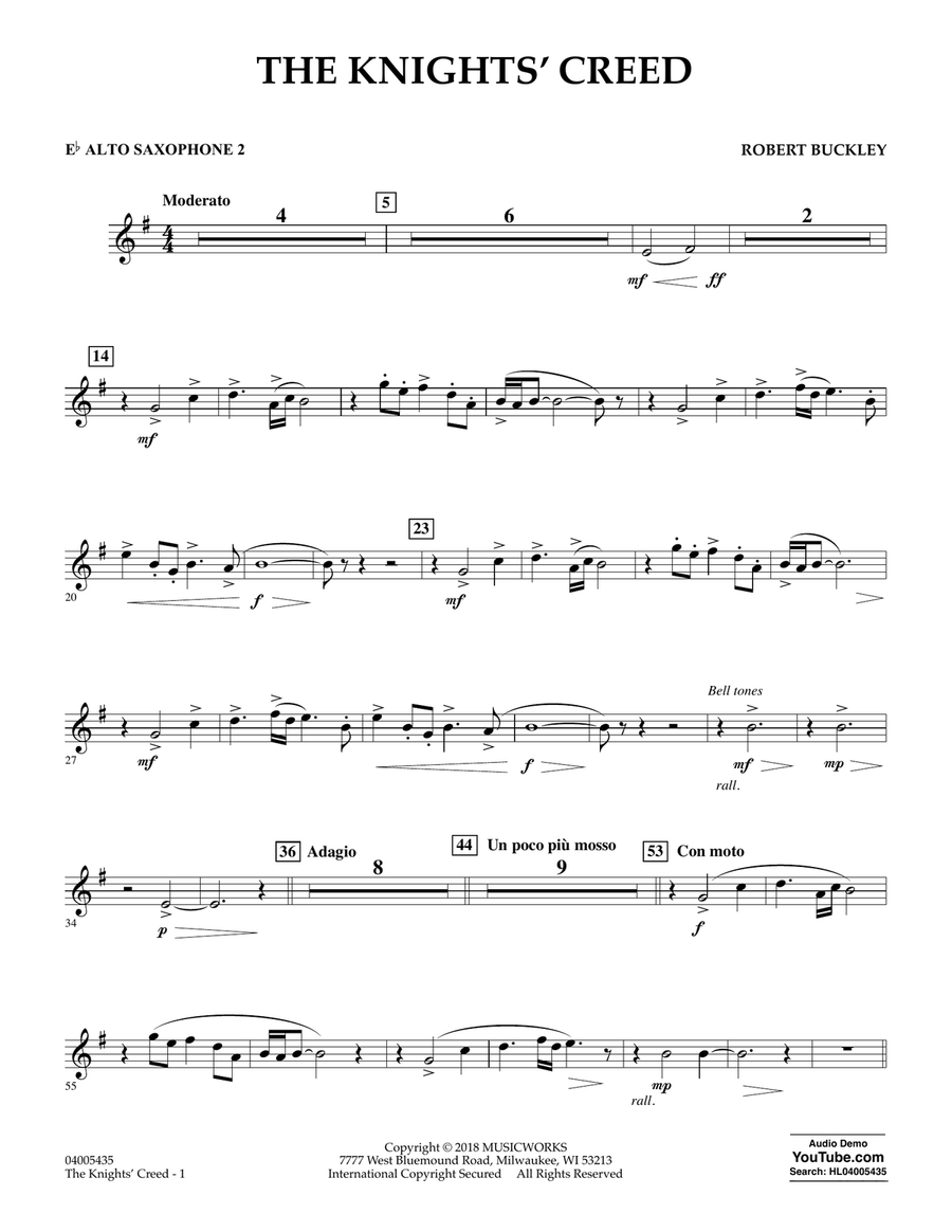 The Knights' Creed - Eb Alto Saxophone 2 Concert Band scores gallery preview page 1