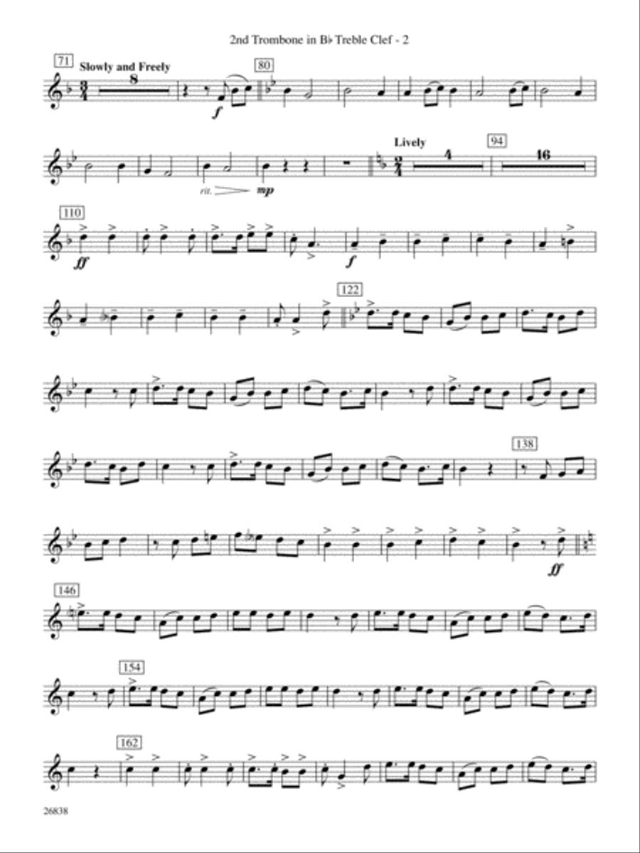 River Songs of the South: (World Part) 2nd B-flat Trombone T.C. Concert Band scores gallery preview page 2