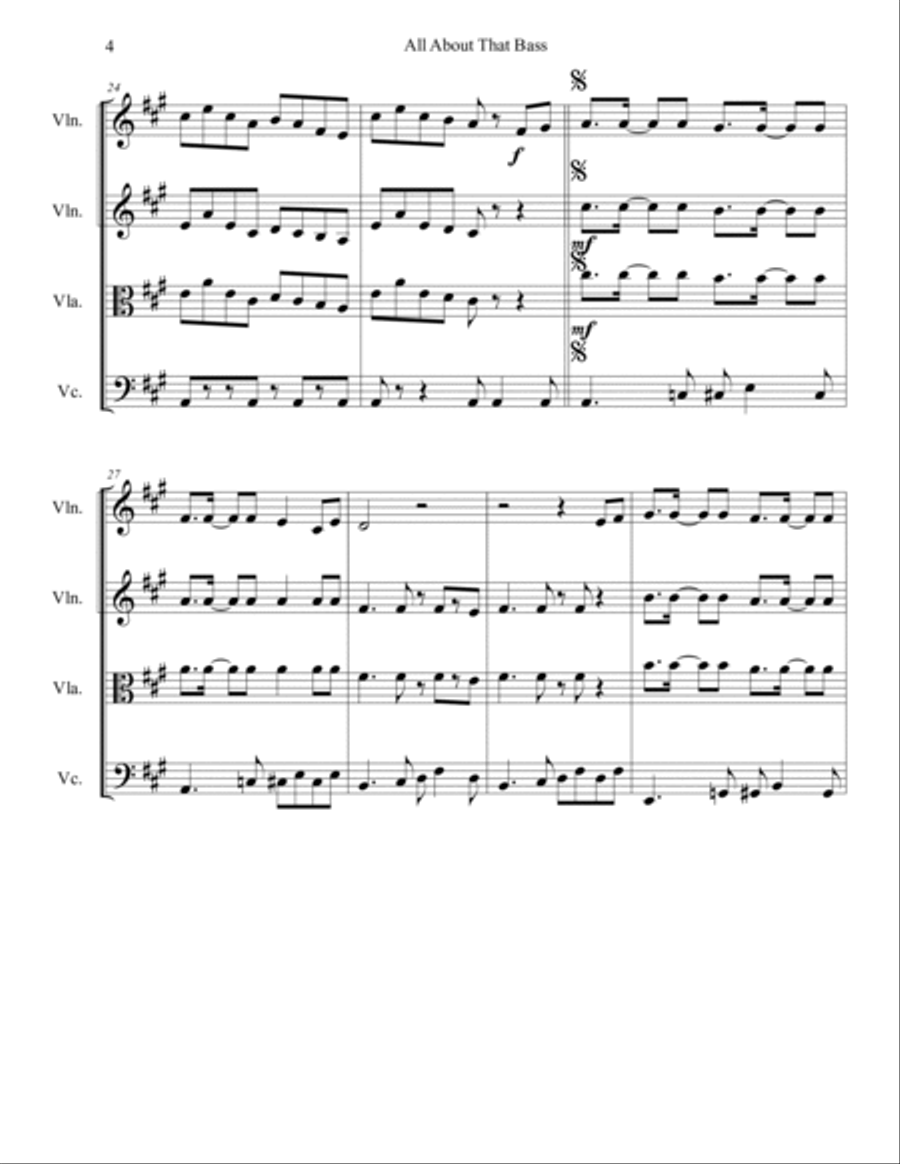 All About That Bass String Trio scores gallery preview page 5