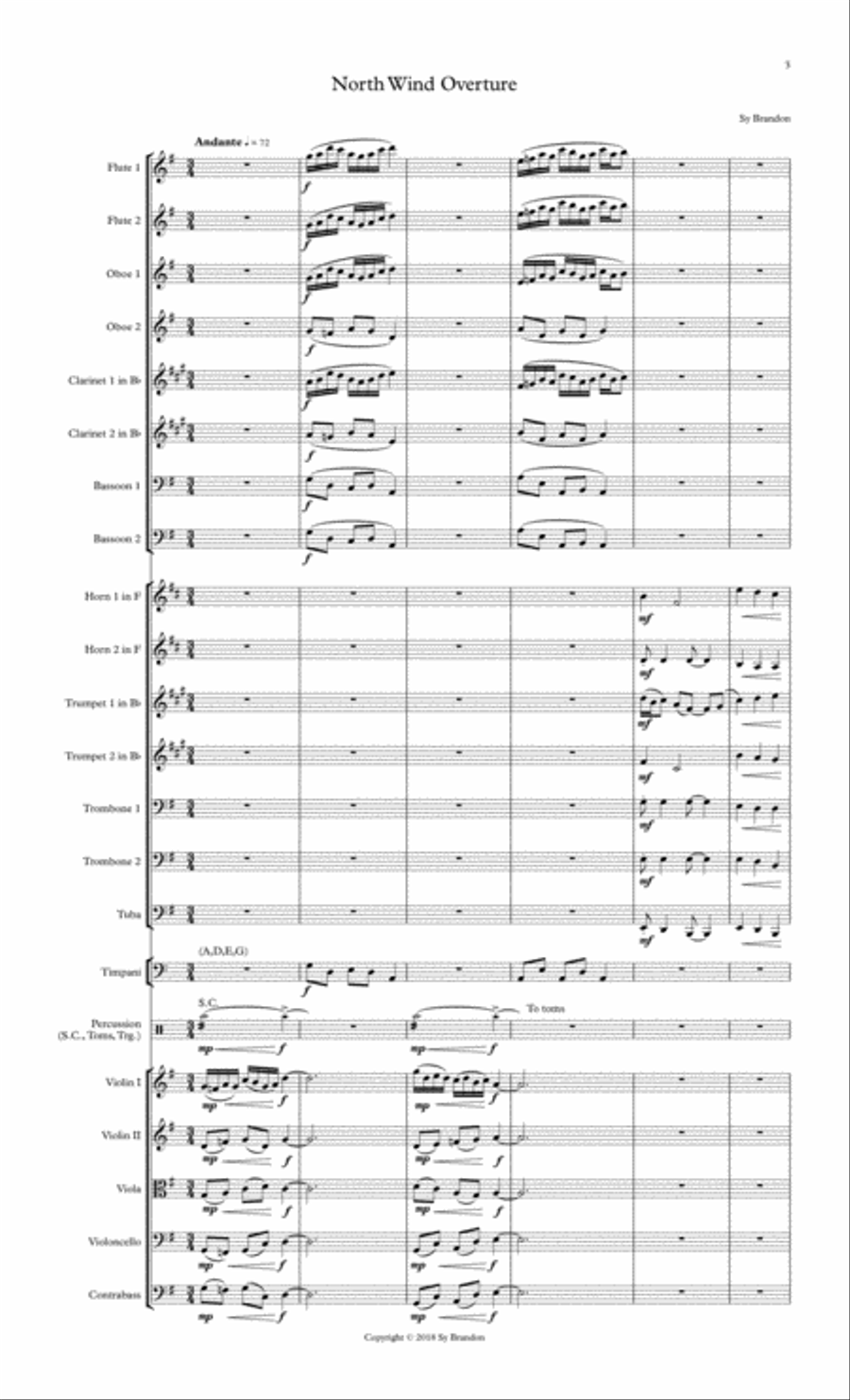North Wind Overture for Orchestra Chamber Orchestra scores gallery preview page 3