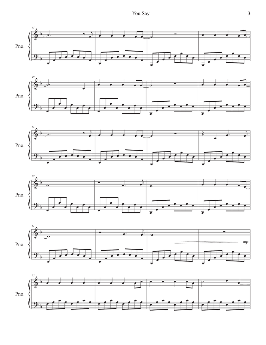 You Say Piano Solo scores gallery preview page 4