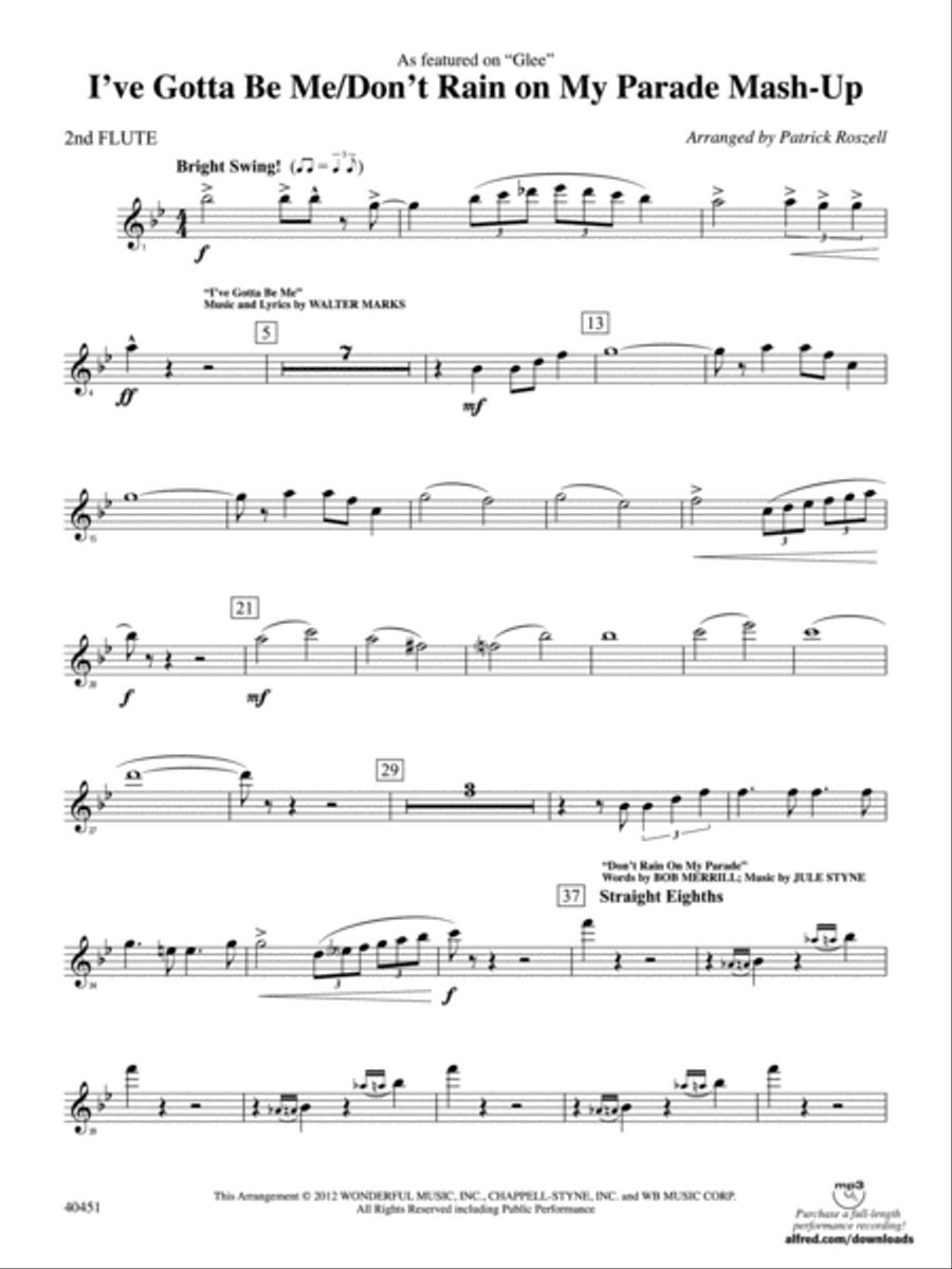 I’ve Gotta Be Me / Don’t Rain on My Parade Mash-Up: 2nd Flute Full Orchestra scores gallery preview page 1