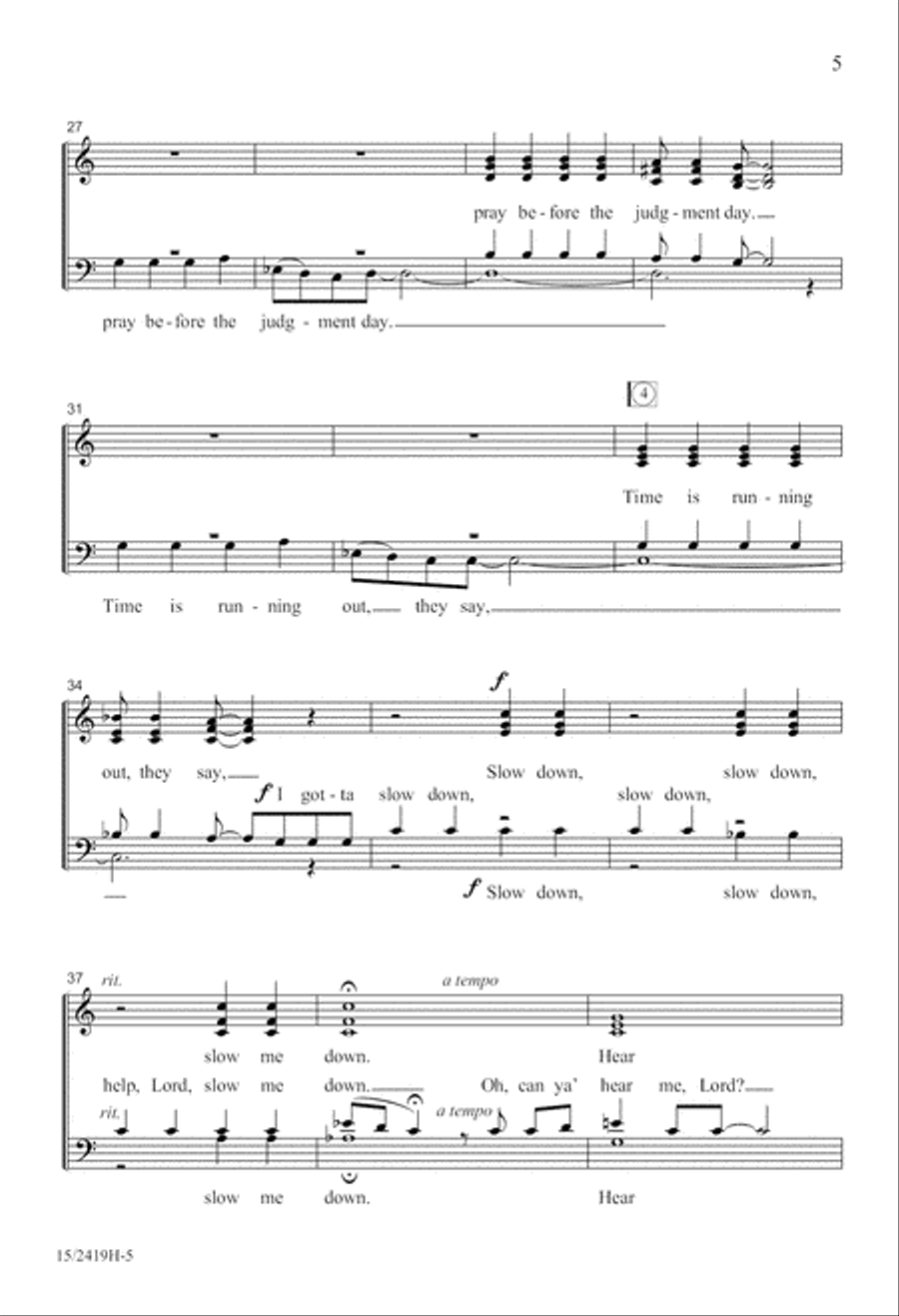 Slow Me Down, Lord Slow Me Down, Lord 4-Part scores gallery preview page 5
