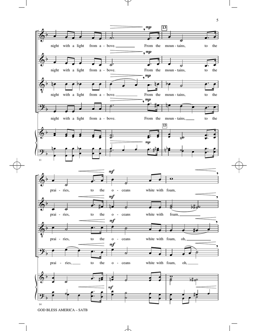 God Bless America (arr. Mark Hayes) 4-Part scores gallery preview page 3