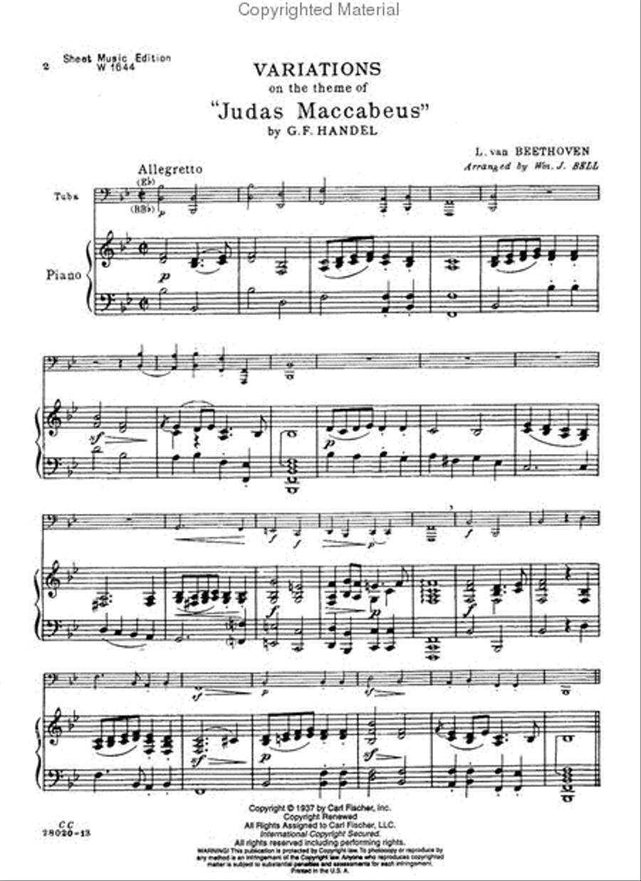 Variations On The Theme Of Judas Maccabeus Tuba scores gallery preview page 2