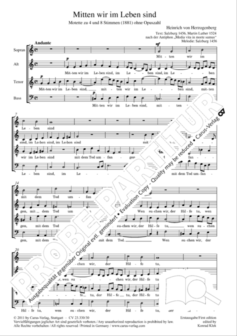 Even in the midst of life (Mitten wir im Leben sind) 4-Part scores gallery preview page 2