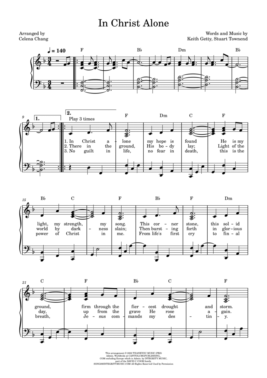In Christ Alone Easy Piano scores gallery preview page 1