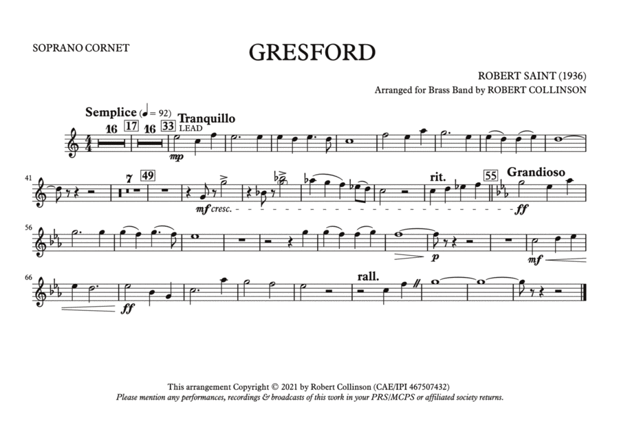 Hymn Tune: GRESFORD (A5 parts only) Hymn Anthems scores gallery preview page 1