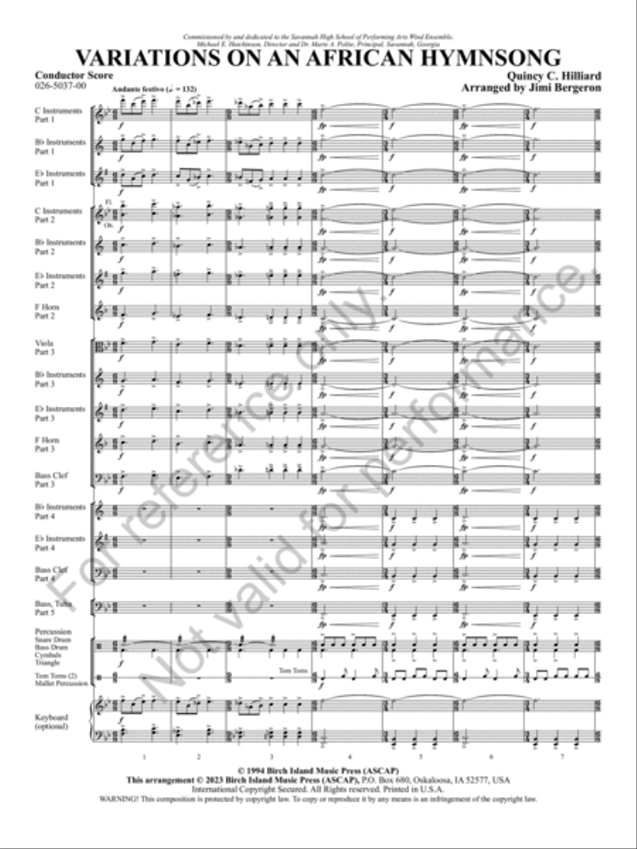 Variations On An African Hymnsong Concert Band scores gallery preview page 4