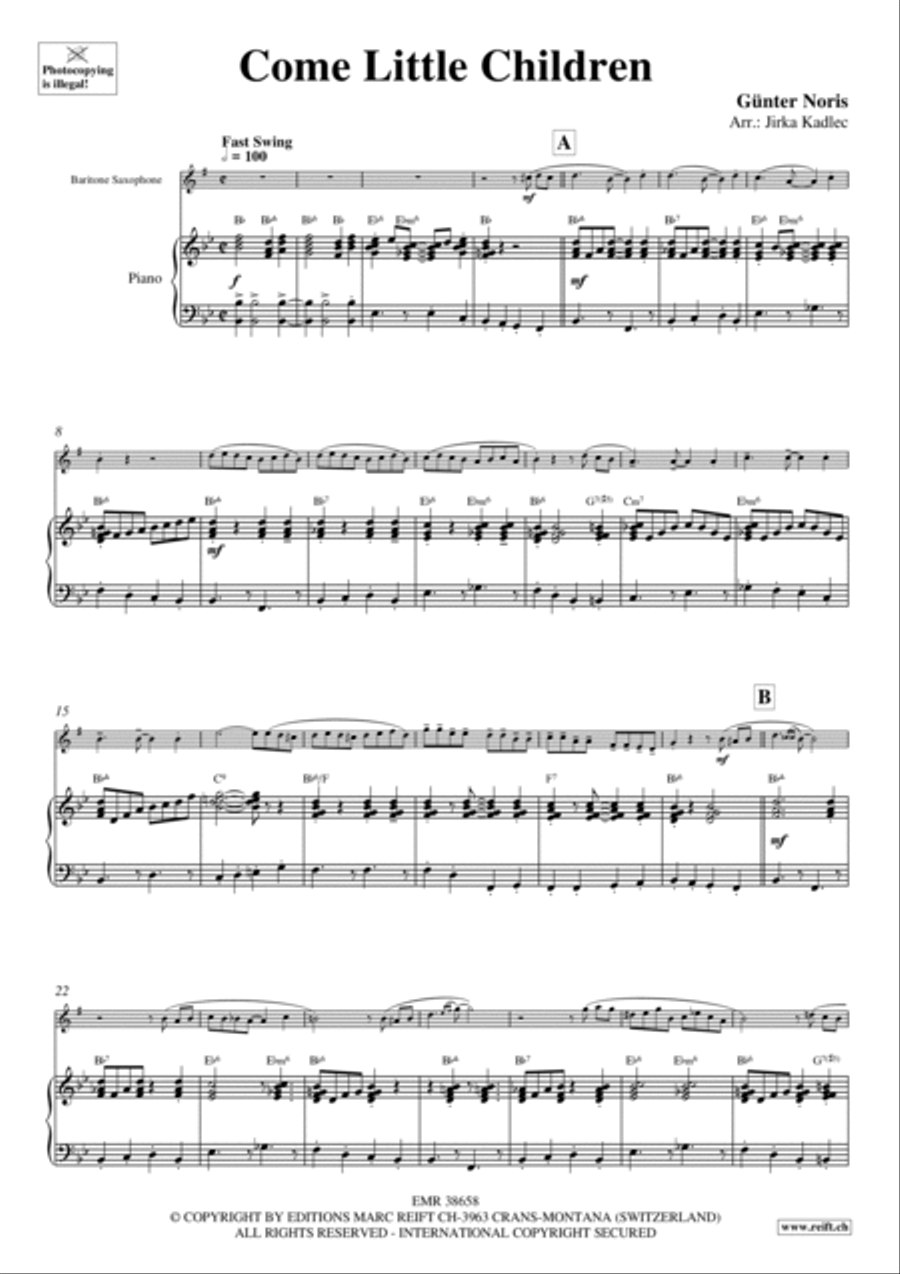 Come Little Children Baritone Saxophone scores gallery preview page 4