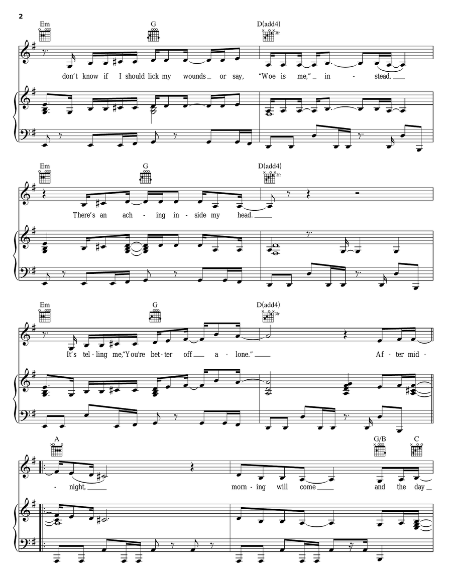 Turn Off The Light Piano, Vocal, Guitar scores gallery preview page 2