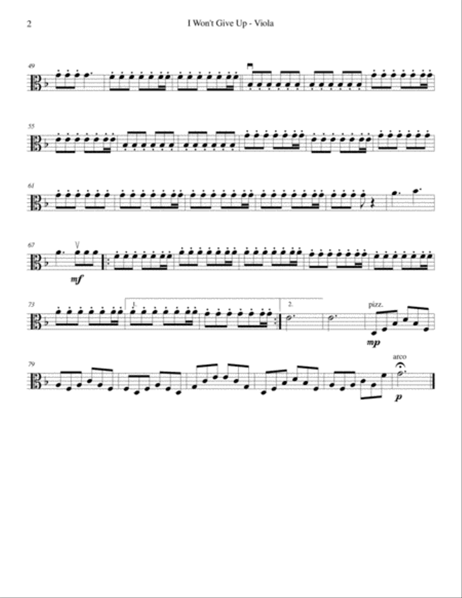 I Won't Give Up String Quartet scores gallery preview page 6