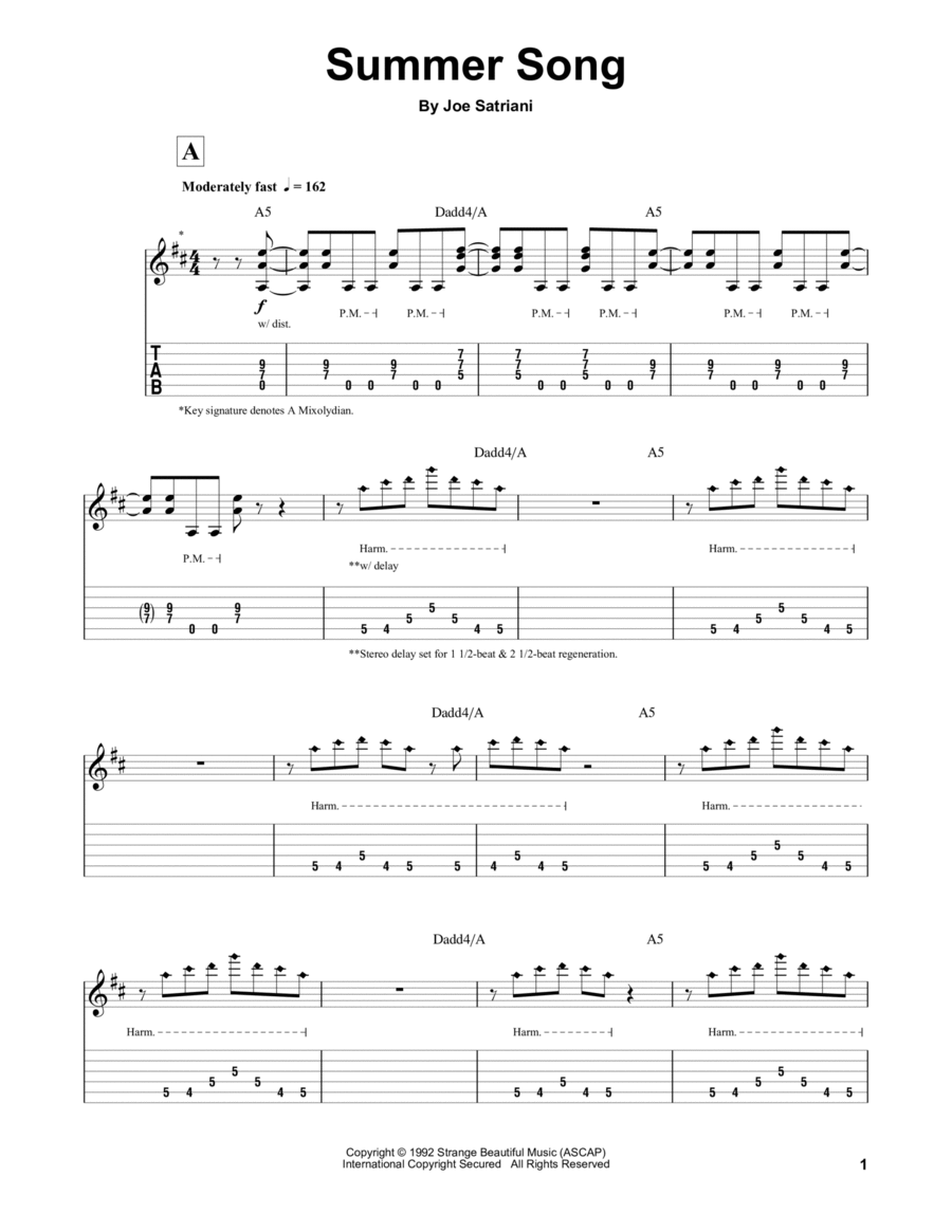 Summer Song Electric Guitar scores gallery preview page 1