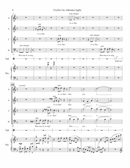 Fireflies for SATB mixed chorus, piano, and percussion image number null