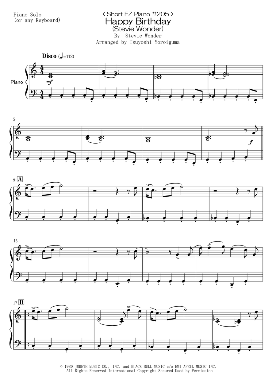 Happy Birthday Happy Birthday Easy Piano scores gallery preview page 1