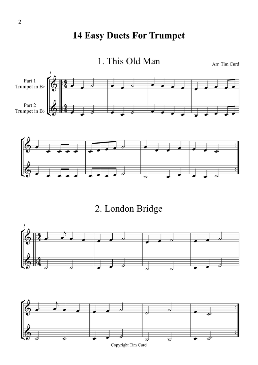 14 Easy Duets For Trumpet Trumpet Duet scores gallery preview page 2