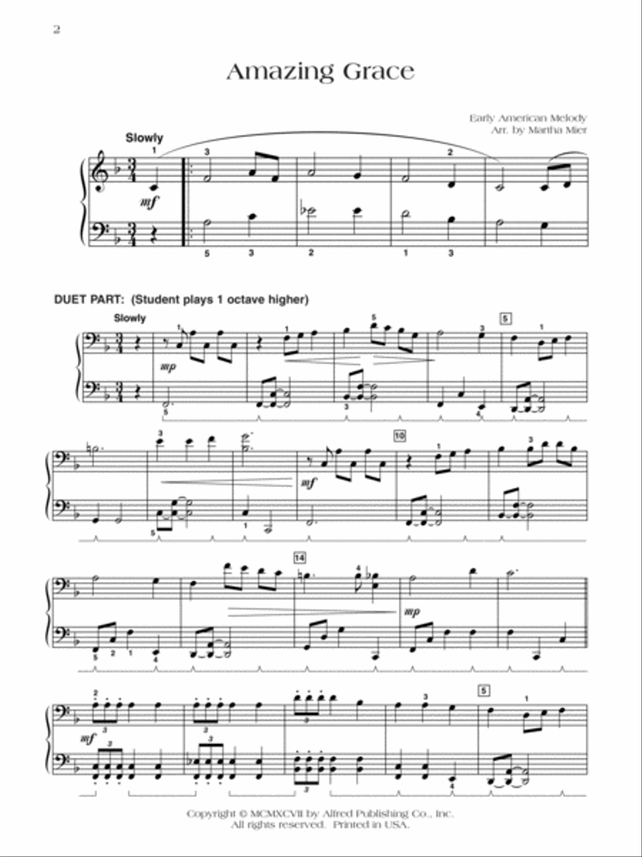 Amazing Grace Easy Piano scores gallery preview page 2