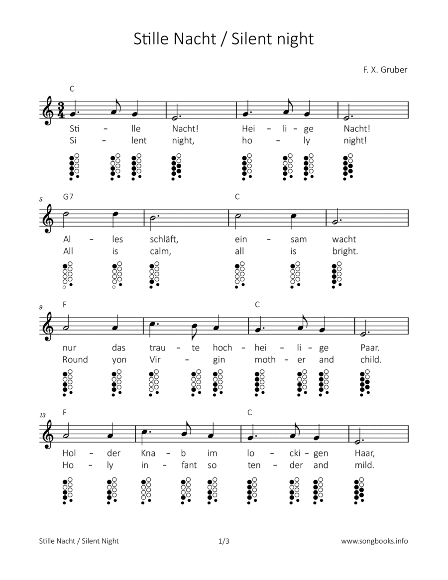 Stille Nacht / Silent night ocarina scores gallery preview page 1