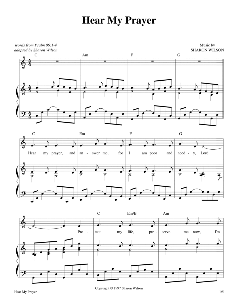 Hear My Prayer (Psalm 86) Piano, Vocal, Guitar scores gallery preview page 1