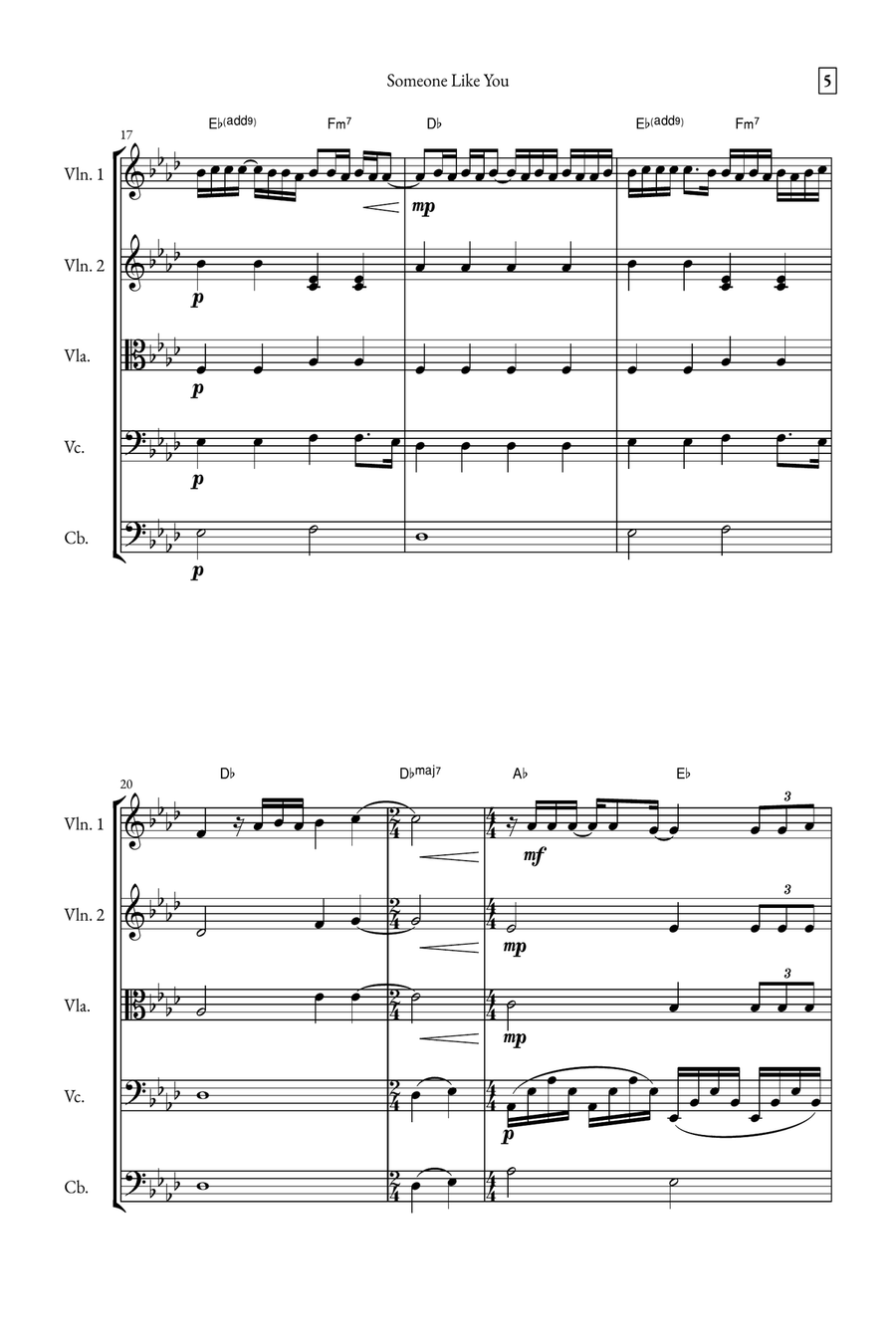 Someone Like You String Quartet scores gallery preview page 5