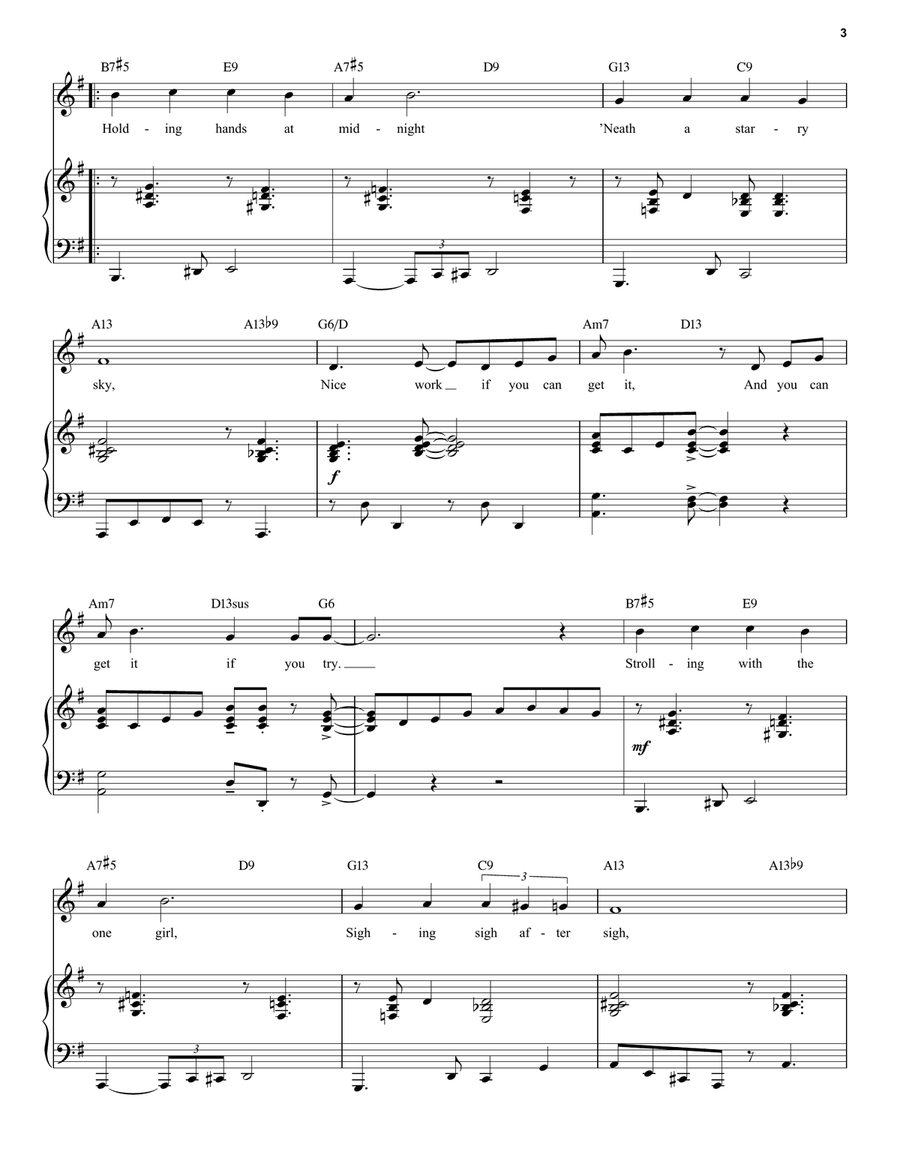 Nice Work If You Can Get It [Jazz version] (arr. Brent Edstrom) High Voice scores gallery preview page 3