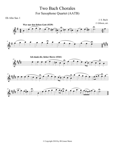 Two Bach Chorales for Saxophone Quartet image number null