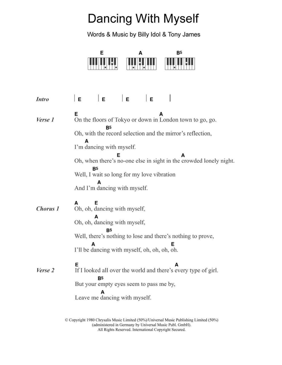 Dancing With Myself Piano scores gallery preview page 1