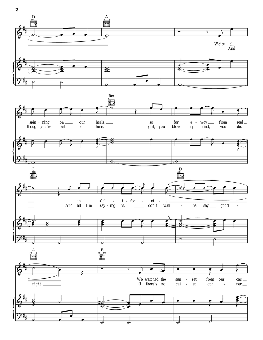 Stay The Night Piano, Vocal, Guitar scores gallery preview page 2