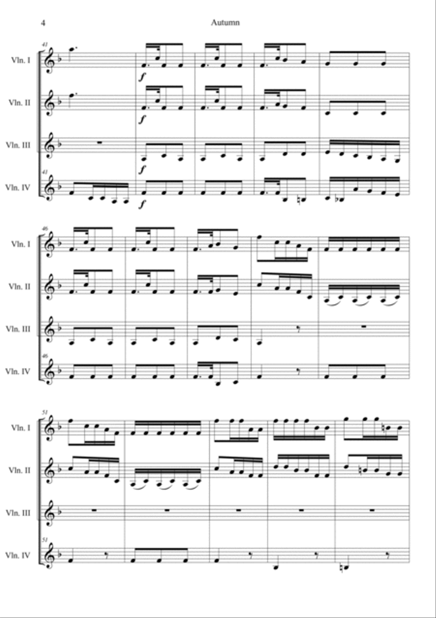 The Four Seasons: Autumn 3rd Movement Violin scores gallery preview page 4