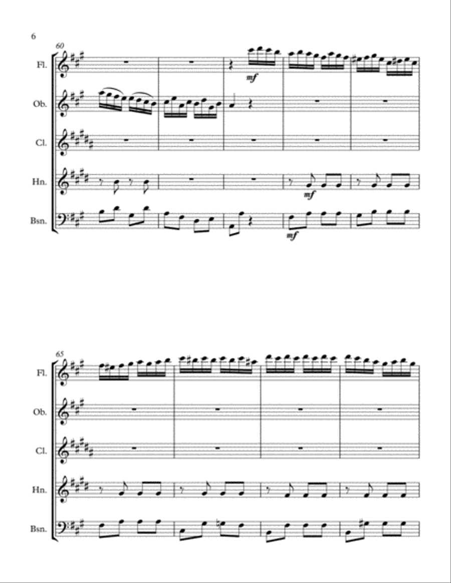 Turkish March for Woodwind Quintet (Rondo Alla Turca) Woodwind Quintet scores gallery preview page 6