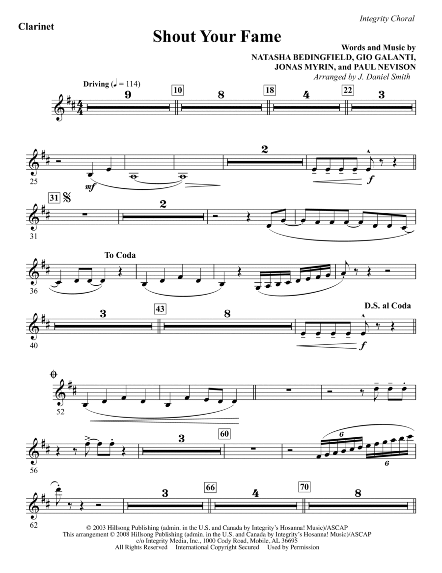 Shout Your Fame - Clarinet Choir scores gallery preview page 1