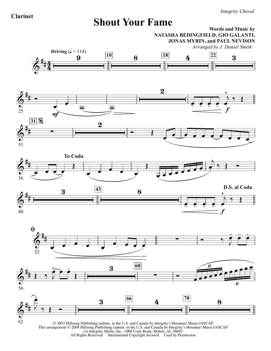 Shout Your Fame - Clarinet