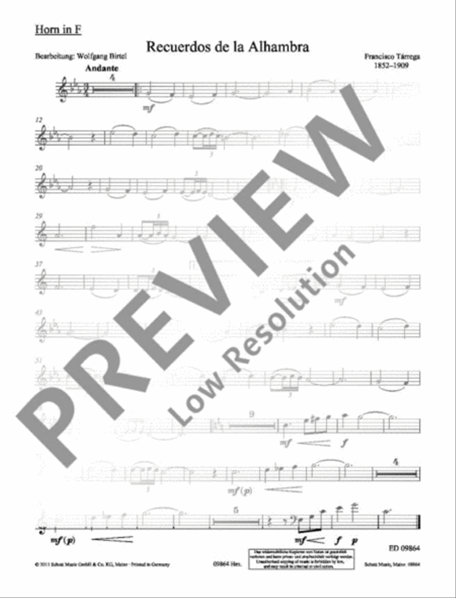 Recuerdos de la Alhambra Piano Accompaniment scores gallery preview page 9