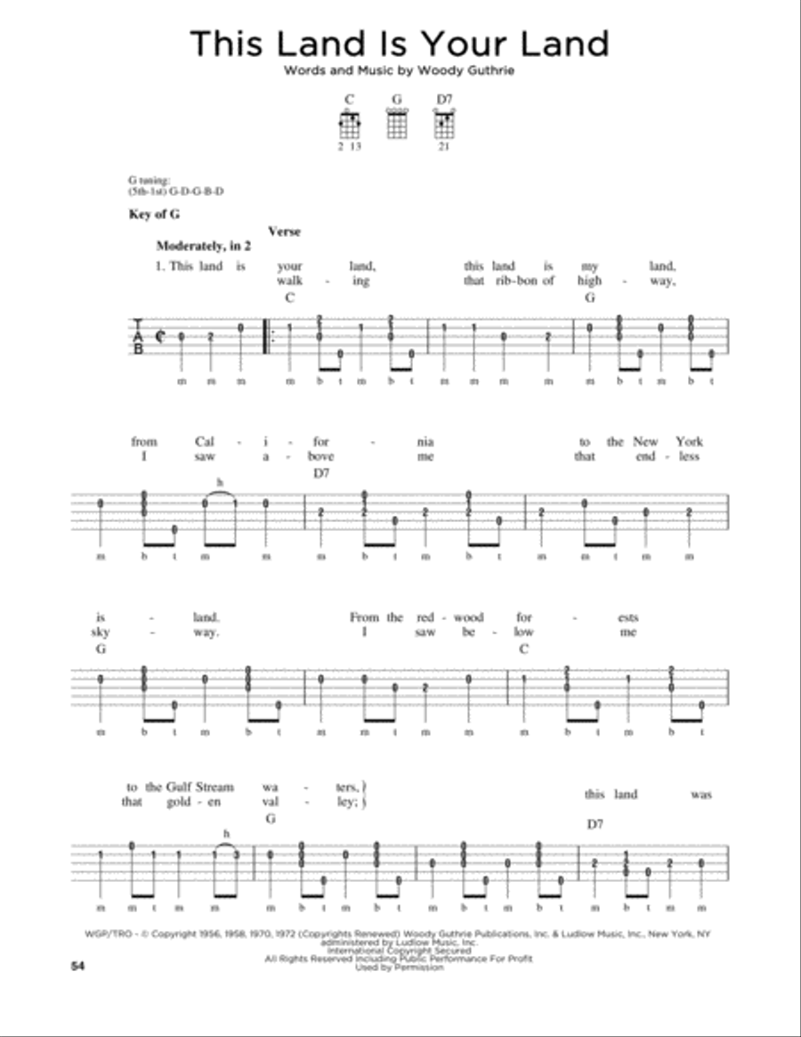 This Land Is Your Land This Land Is Your Land Banjo scores gallery preview page 1