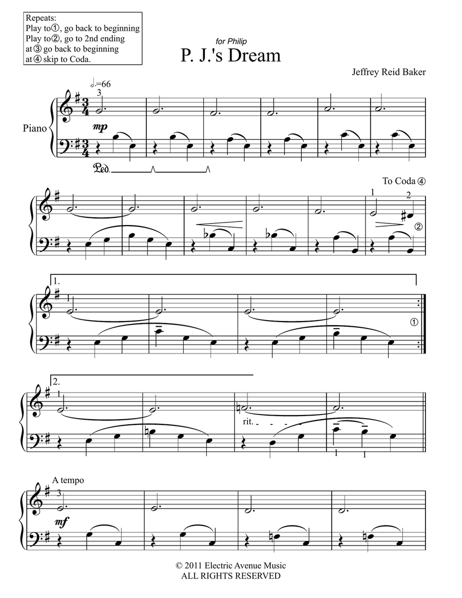 P. J.'s Dream Easy Piano scores gallery preview page 2