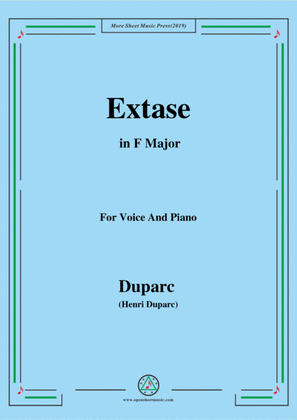 Book cover for Duparc-Extase in F Major,for Violin and Piano