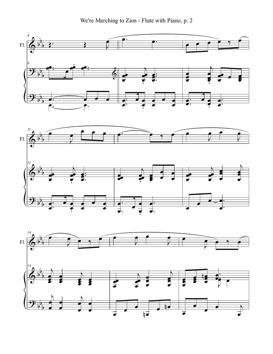 WE'RE MARCHING TO ZION (Duet – Flute & Piano with Score/Part) Flute Solo scores gallery preview page 3