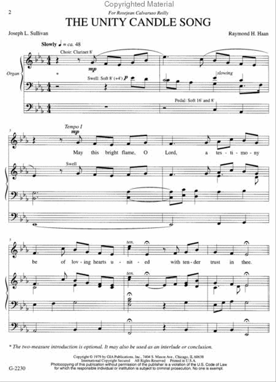 The Unity Candle Song Voice Solo scores gallery preview page 2